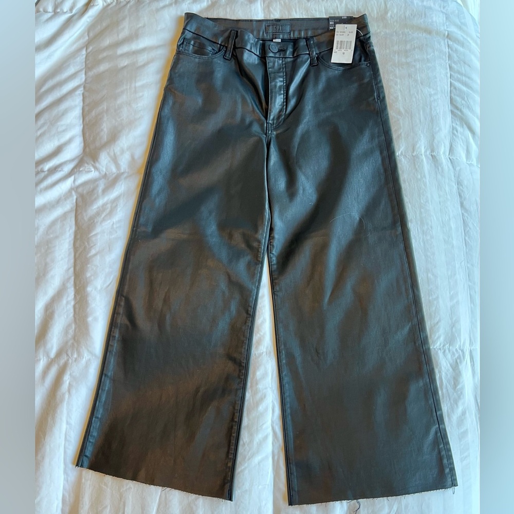 NWT, KUT From the Kluth, Meg Coated Wide Leg, Black, High Rise, Size 10